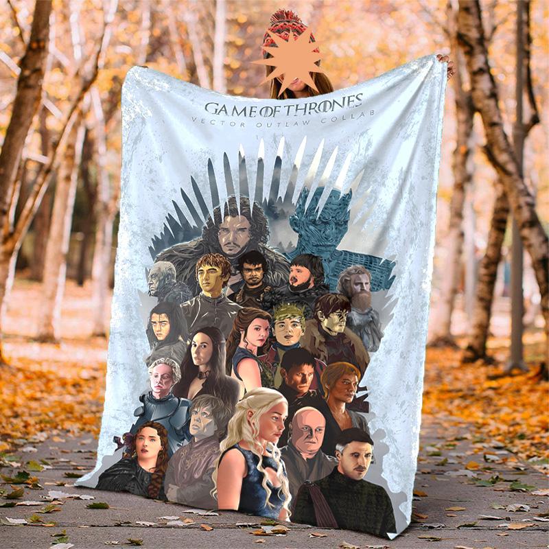 Game Thrones Flannel Blanket Soft Warm All-Season Throw, Design for Camping, Car Travel, Hiking Sofa, Bed, Office Perfect Gift for Parties