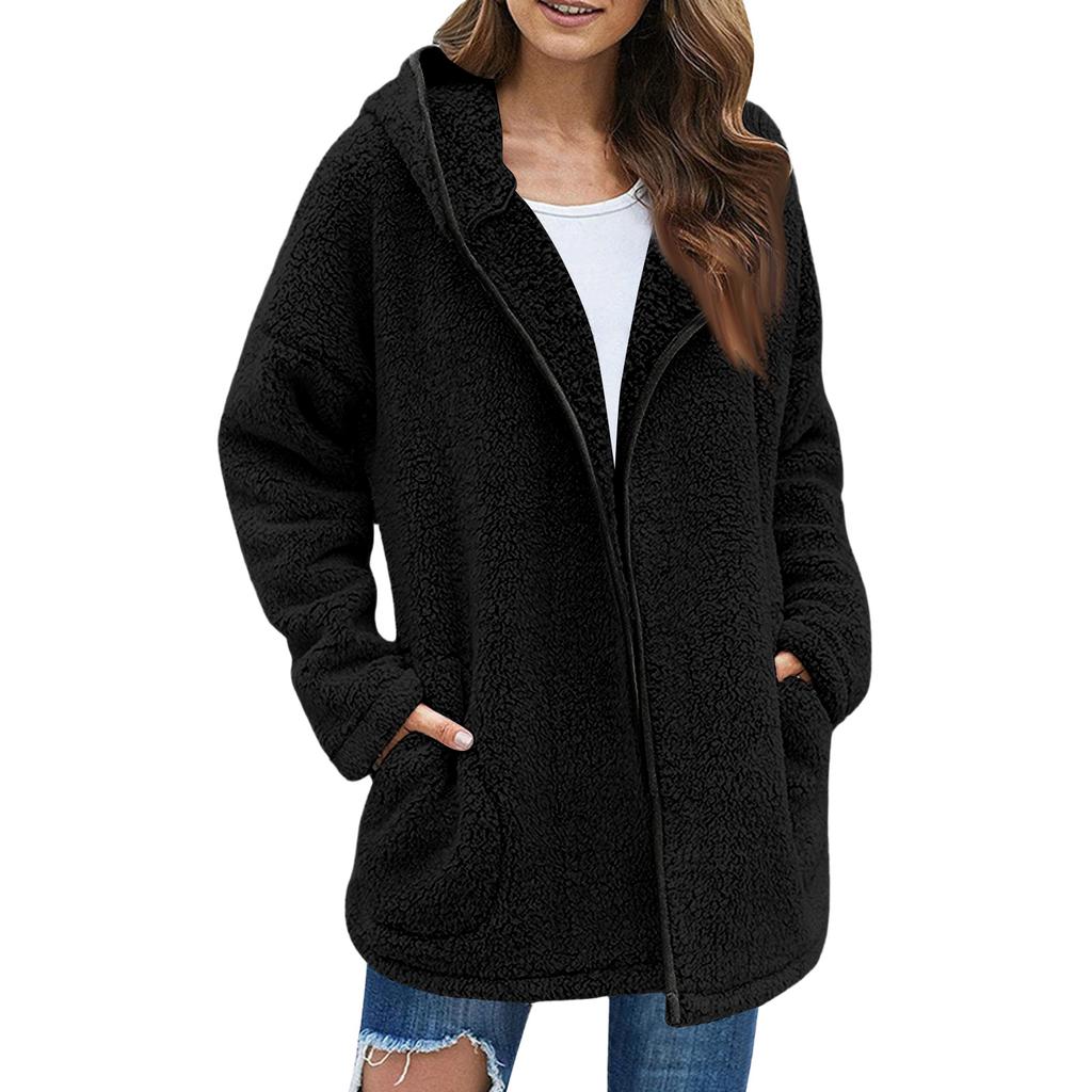Damen Casual Hoodie, Farbe Langarm Kapuzenpullover mit Umlegekragen