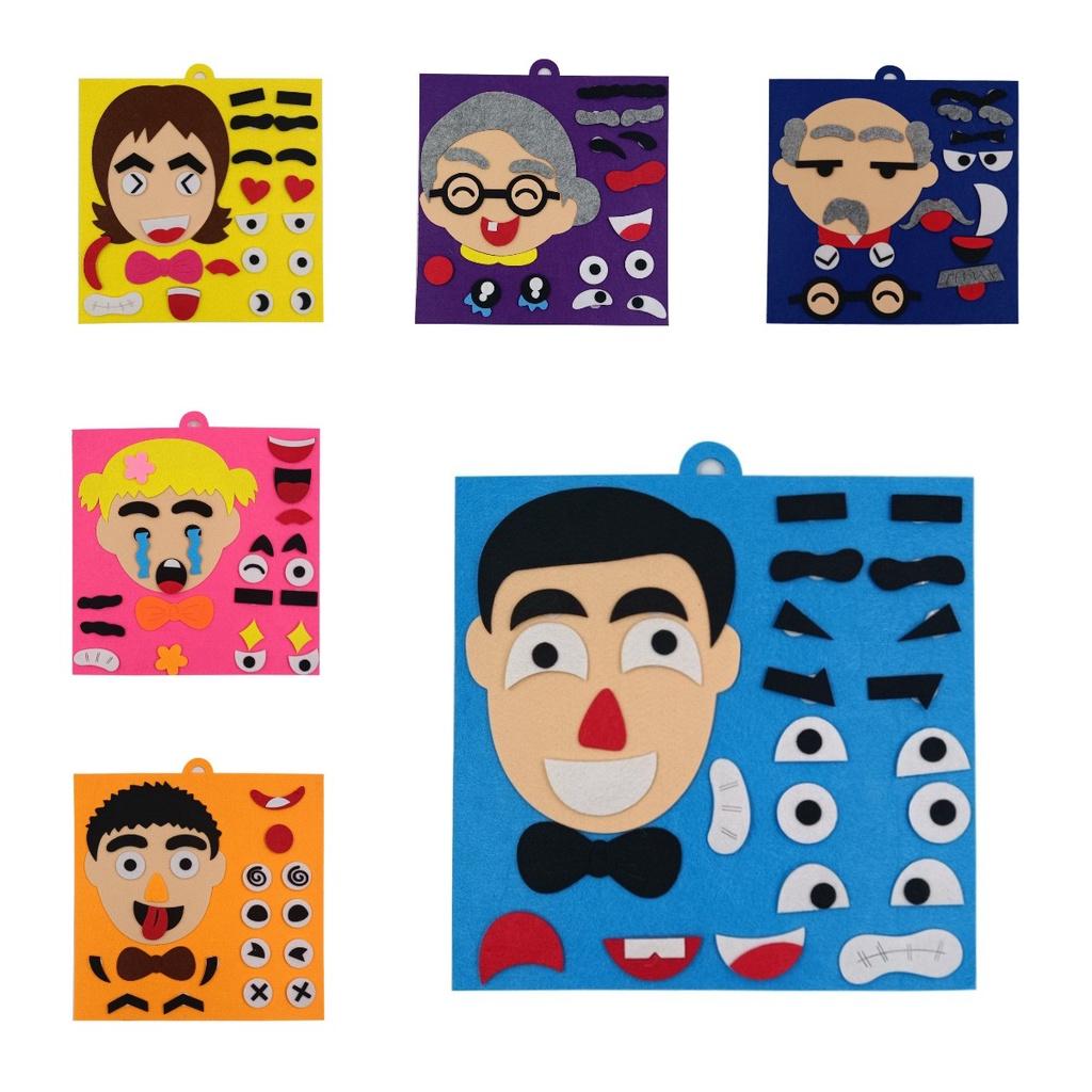 Emotion-changing Felt Puzzle Kit For Kids Diy Non-woven Material With Facial Features