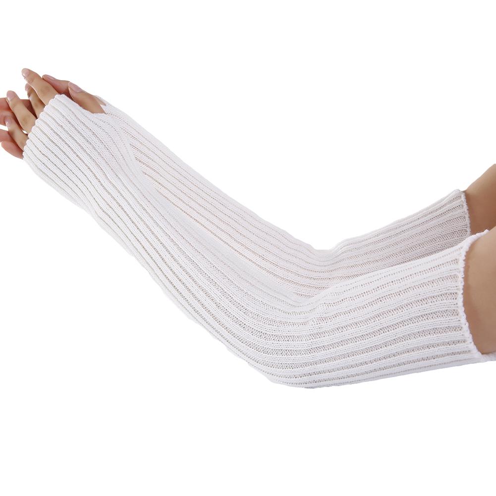 Dámské elastické rukavice bez prstů s dlouhým rukávem Teplé pletené návleky na ruce