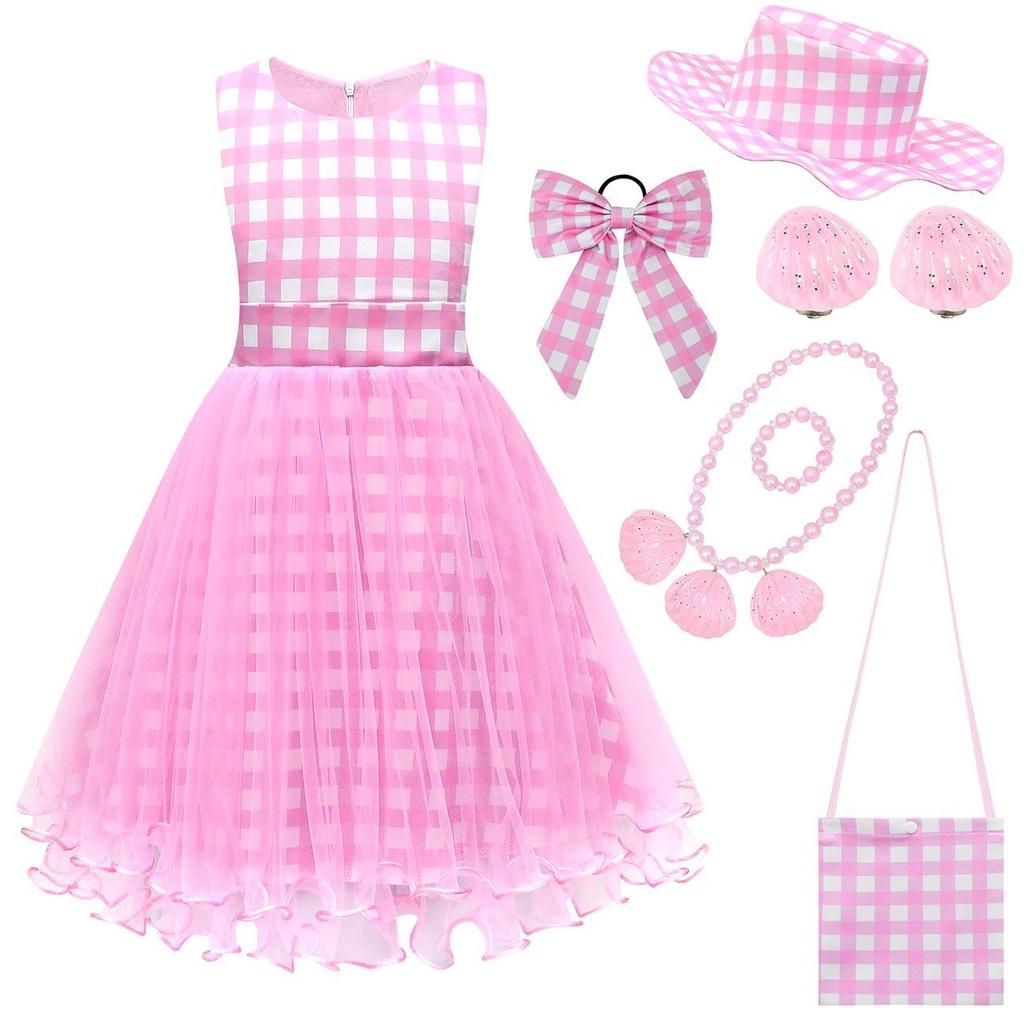

Adorable Barbie Princess Pink Sleeveless Dress With Matching Accessories Suggested Height 130cm/51.2in