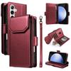 For Samsung Galaxy S24 FE Case with Multi-Card Holder and Strap PU Leather Phone Cover Stand