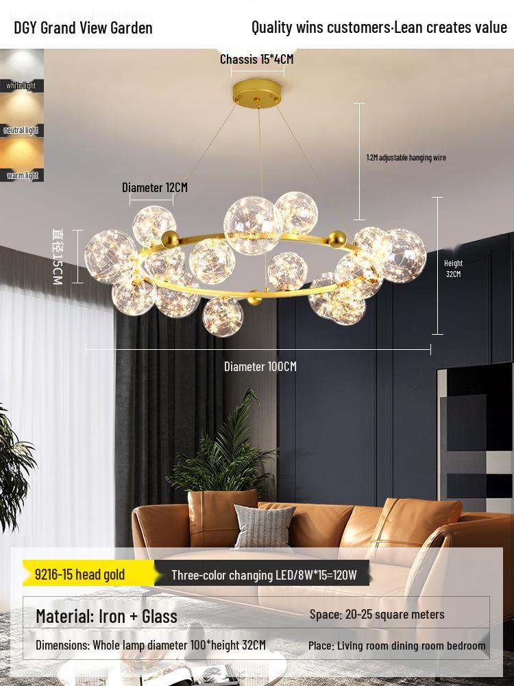Nordic Modern Minimalist Luxury Starlight Chandelier for Living Room, Dining Room & Bedroom - Model 021L