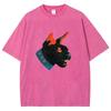 Unisex Fit Washed T-Shirt Cool Cat Tees Shirts Men Women Short Sleeve T-shirts Cotton Oversized Y2K T-shirt Streetwear