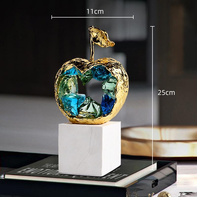 Металлические поделки Хрустальное яблоко Золотая груша Украшение Имитация фруктовой скульптуры Золотое яблоко Аксессуары для домашнего декора