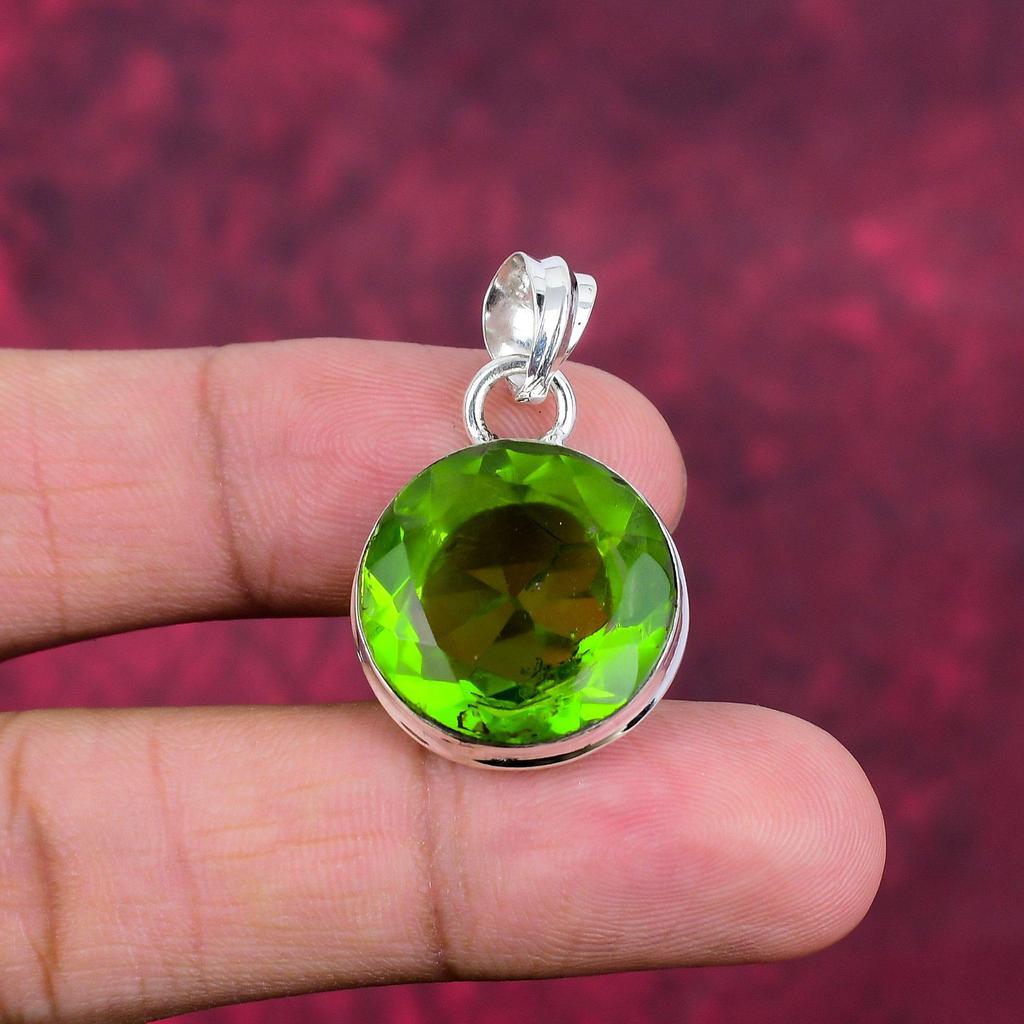 Peridot Anhänger, 925 Sterling Silber Edelstein Schmuck, handgefertigter Anhänger, Als Hochzeitsgeschenk