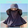 Summer Sun Protection Hat With Face Mask Set For Women Outdoor Shade Uv Blocker
