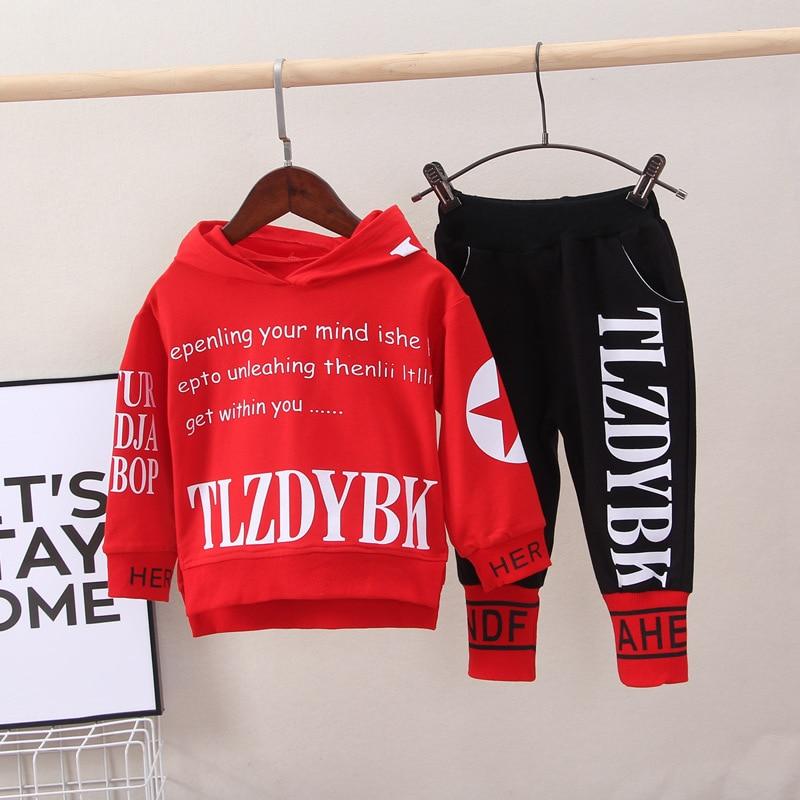 Spring Autumn Baby Boys Girls Cotton Clothes Children Letter Hooded Pants 2Pcs/sets Infant Kid Fashion Toddler Casual Tracksuits