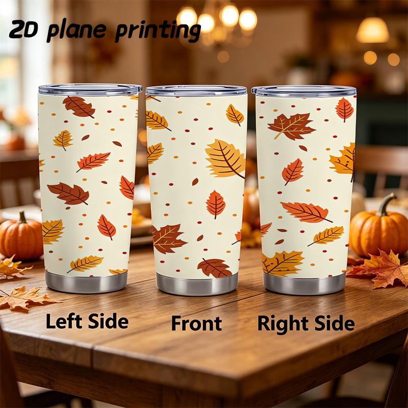 Car Tumbler 591ml Autumn maple leaf elements Straw Cup Metal Drink Mug Leakproof Tumbler Stainless Steel Tumbler Coffee Tumbler