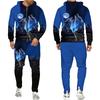 Tuta colorata con stampa 3D lupo Cool Hip Hop Streetwear Felpa con cappuccio con cerniera Tuta Uomo Donna Felpa con cappuccio casual Pantaloni da jogging