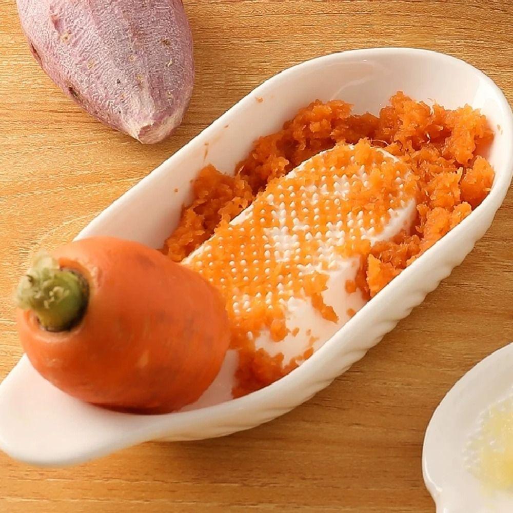 White Food Hand Grinder Portable Porcelain Grater Plate Kitchen Garlic Masher Fruits Processing