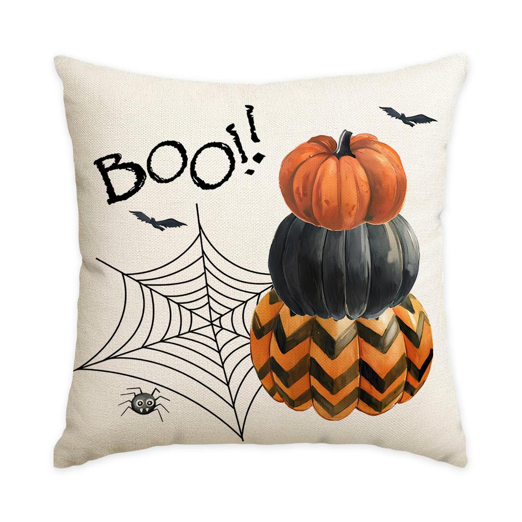 1/4Pcs Halloween Pillow Cover, Spider Web, Witch Castle, Pumpkin Pattern Printed Backrest Cover, Halloween Sofa Decoration,