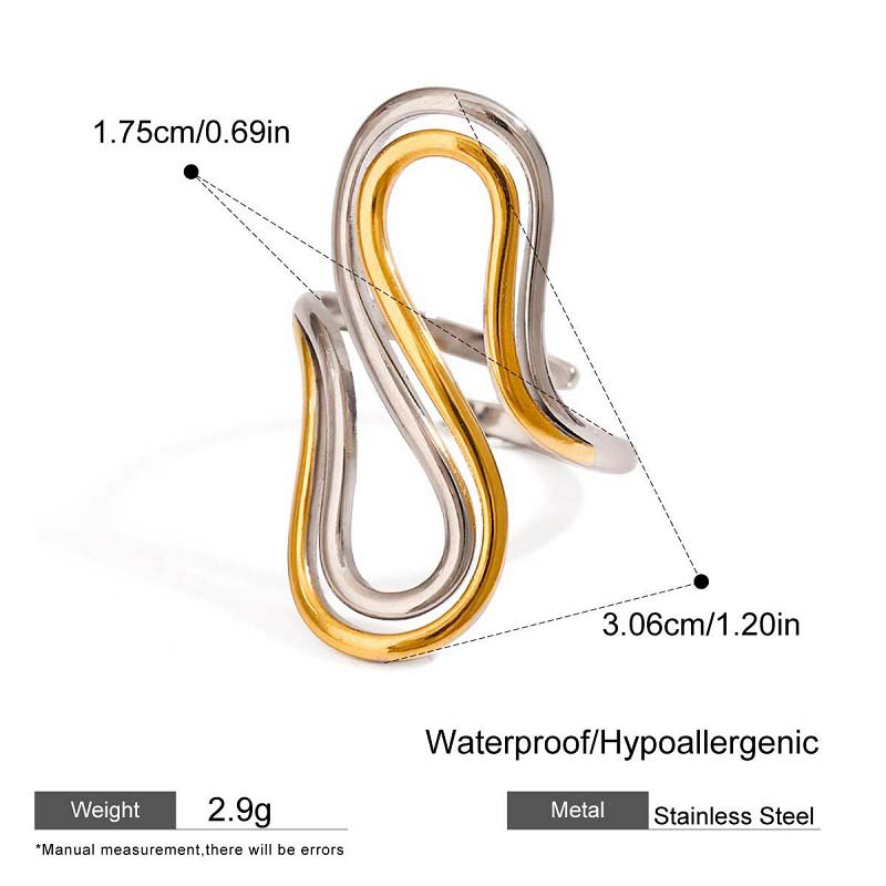 

Stainless Steel Metal Line Open Rings For Women Minimalist Gold Color Irregular Geometric Finger Ring Zircon Accessories