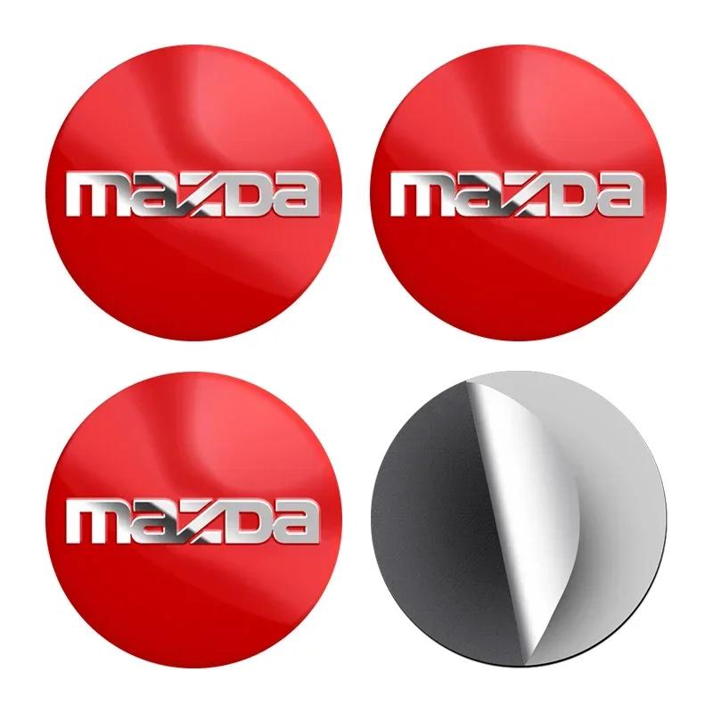 4pcs 56mm Auto Wheel Center Hub Caps Cover Rim Sticker Badge for Mazda Axela 2 3 5 6 CX-5 CX 7 CX-9 MX-5 Decoration Car Styling