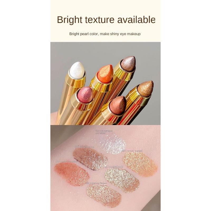 2-in-1 Doppelkopf-Lidschattenstift, Hochlichtstift, Perlglanz-Seidenraupen-Lidschattenstift, langlebig, wasserdicht, helles Pigment, Kosmetik, Anfänger muss