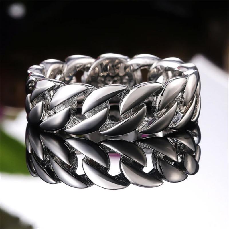 

925 Sterling Silver Chain Design Finger-rings for Women/Men Hiphop Rock Style Good Quality Link Rings Trendy Jewelry 7