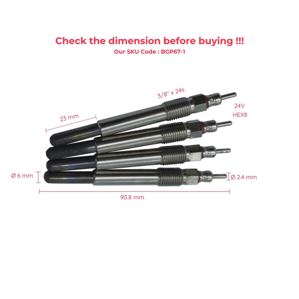 ESC Auto Parts EGP67-1 4 Pieces Heater Glow Plugs 24 Volt for Caterpillar 3304 3306 3T8706, 4N360 Fast Shipment Ship From Turkey