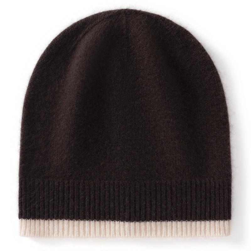 New cashmere hat autumn and winter women's warm knitted hat trendy color matching fashion wool hat cold hat