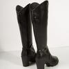Round head soft sole inner thin national trend knight boots high top high tube V but knee boots boots thick sole
