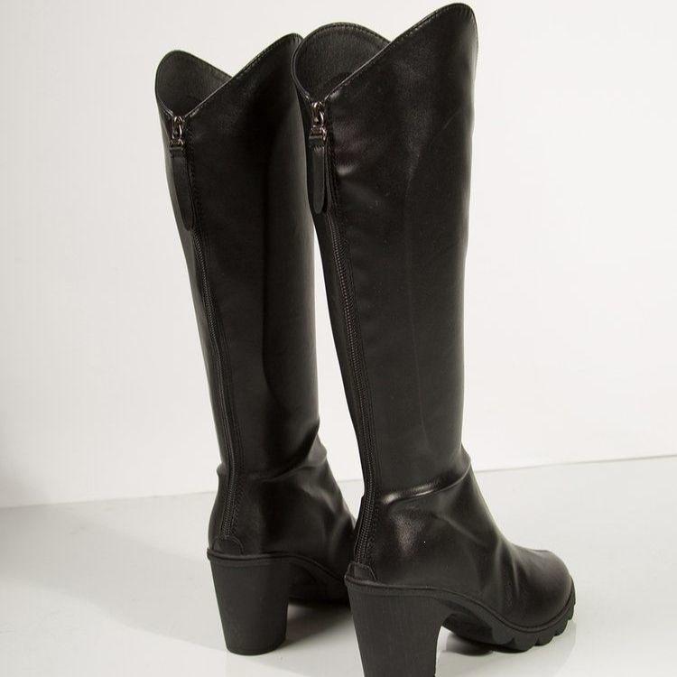 Round head soft sole inner thin national trend knight boots high top high tube V but knee boots boots thick sole