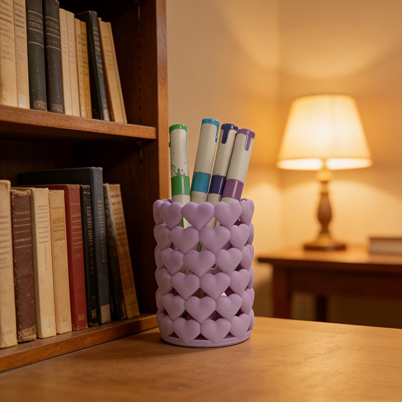 1 Creative Heart-Shaped Pencil Case | Made of plastic for ample pencil storage