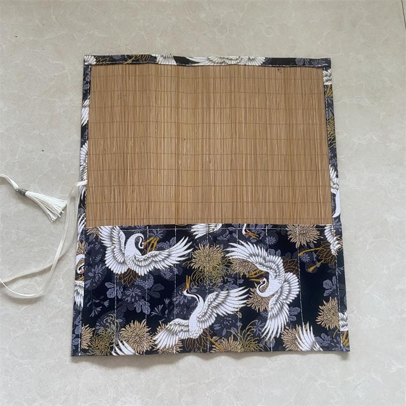Chinese Retro Painting Brushes Holder Storage Bamboo Rolling Bag Calligraphy Pens Case Curtain Pack for Art Supplies