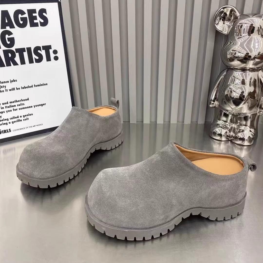 

Маленькое увеличение внутренней высоты, толстая подошва, полушлепанцы, женские, весна, новые, ретро, с закрытым носком, одинарная обувь 36 серый