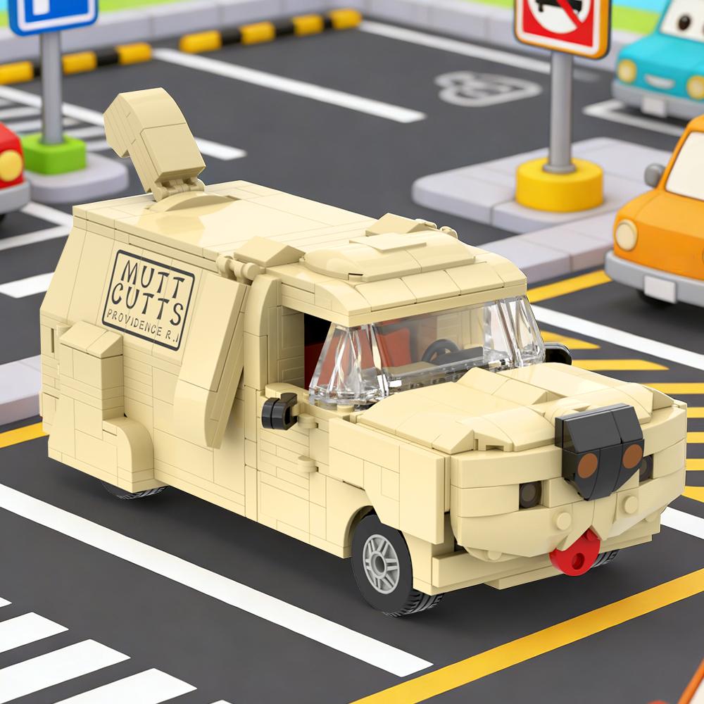 MOC Comedy Movie Dog Cart Caravan Building Block Sets Dumb's Doggy Camper Van Creative Toy Vehicle Model Children Gifts