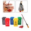 1:12 Dolls House Miniature Classification Rubbish Bin Bucket Dustpan Broom Cleaning Cleaner Tools