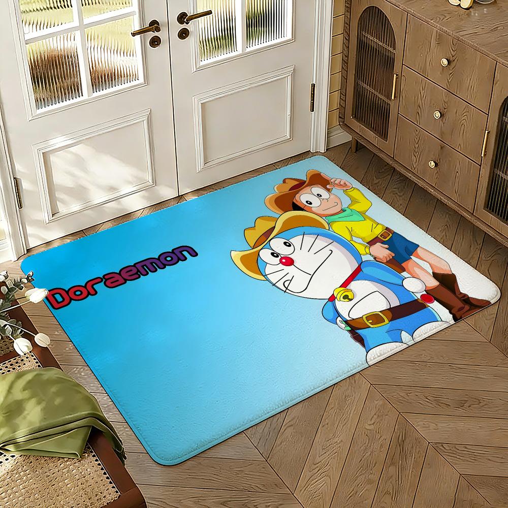 Doraemons Cartoon Fans Floor Mat Soft Thickened Absorbent Non-Slip Bedroom Living Room Door Mat Home Decor Flannel Rugs