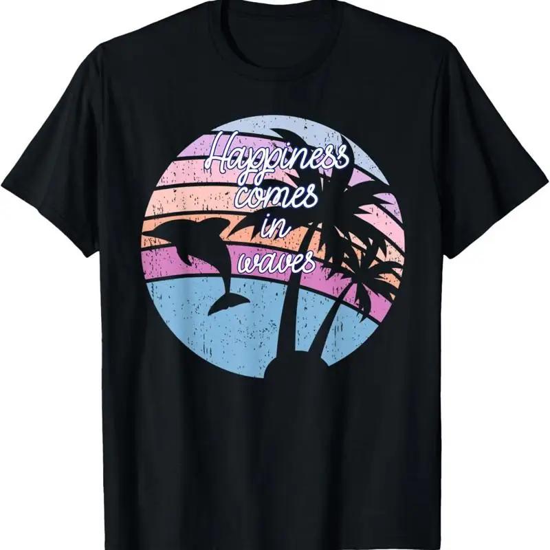 Happiness Comes In Waves T Shirt S разноцветный