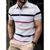 2026 Summer New Style Men's Short-Sleeved Polo Shirt with 3D Stripes Print - Street Casual Fashionable