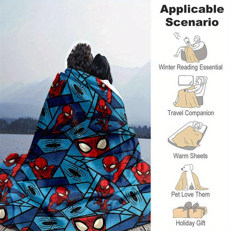 1pc Spider-Man Printing Blanket - Soft, All-Season Throw for Office Blanket, | Personalized Gift with Adorable Cartoon Design