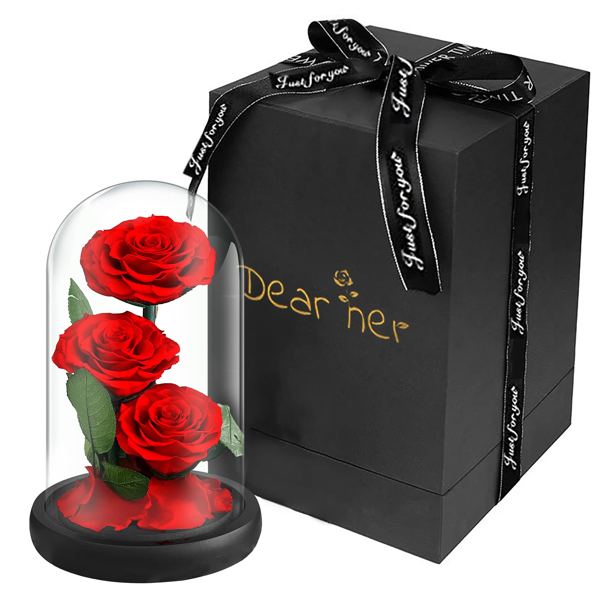 

Luckystar Красавица и Чудовище Ручная работа с настоящей вечной 3, сохраненной в стекле, Идеальный подарок для и Лучший подарок для Красная роза, Розы,