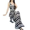 Black and white striped dress women's summer retro strap waist slim skirt sleeveless French temperament a word long dress