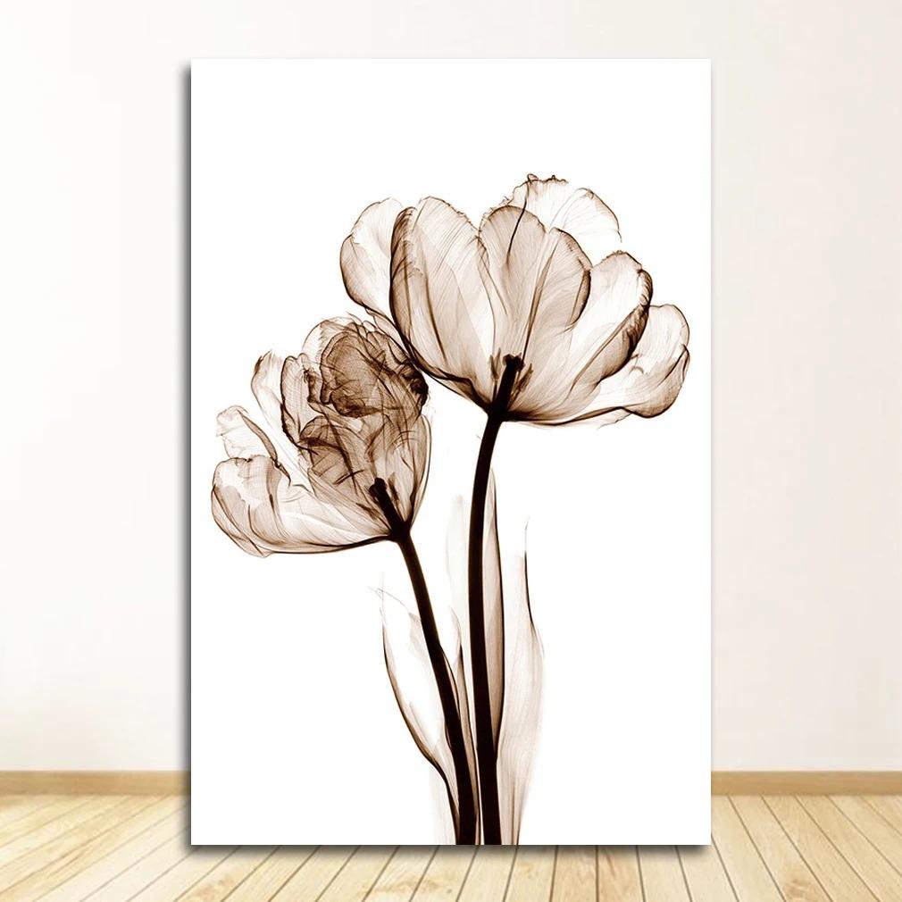 

Простой настенный декор Современная прозрачная картина на холсте с цветами Художественный принт Картина Домашнее украшение стены 20x30cm