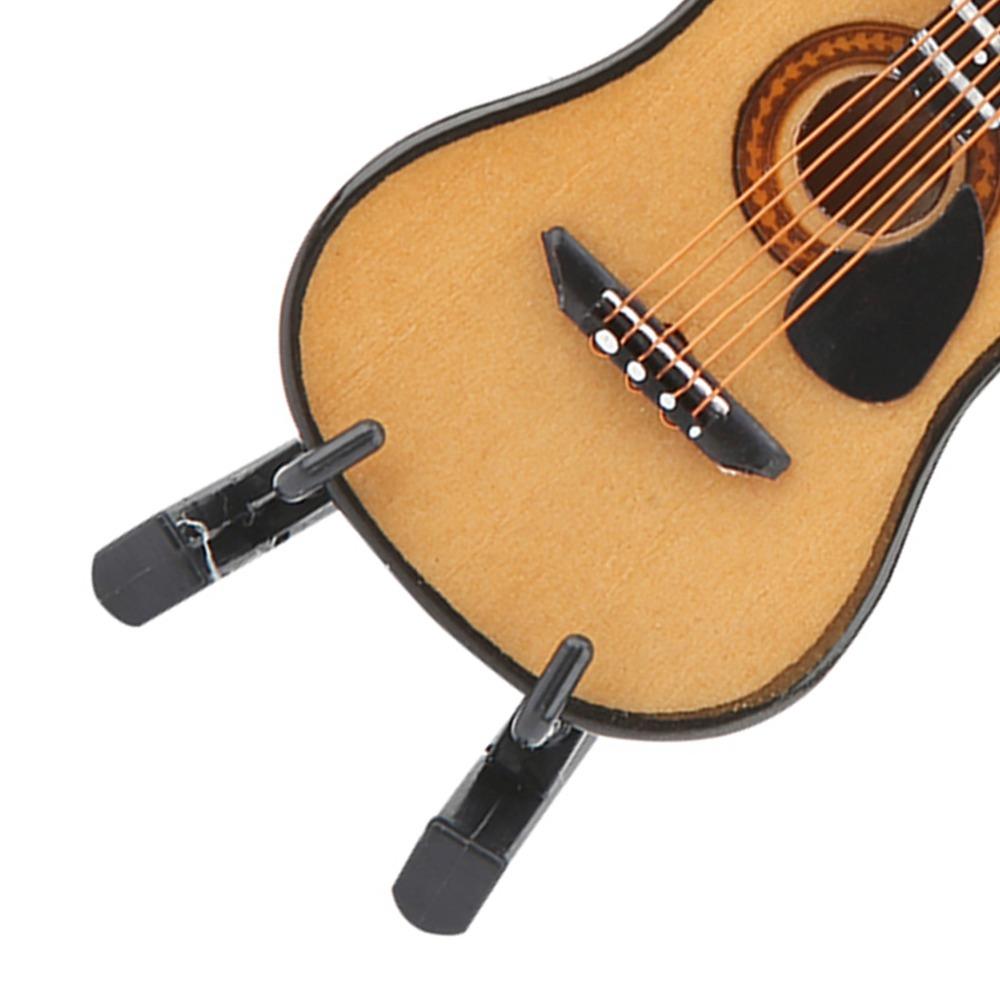 3PCS With Stand Miniature Guitar Model Mini Guitar Ornament Décor Mini Wooden Guitar  Cake Topper S