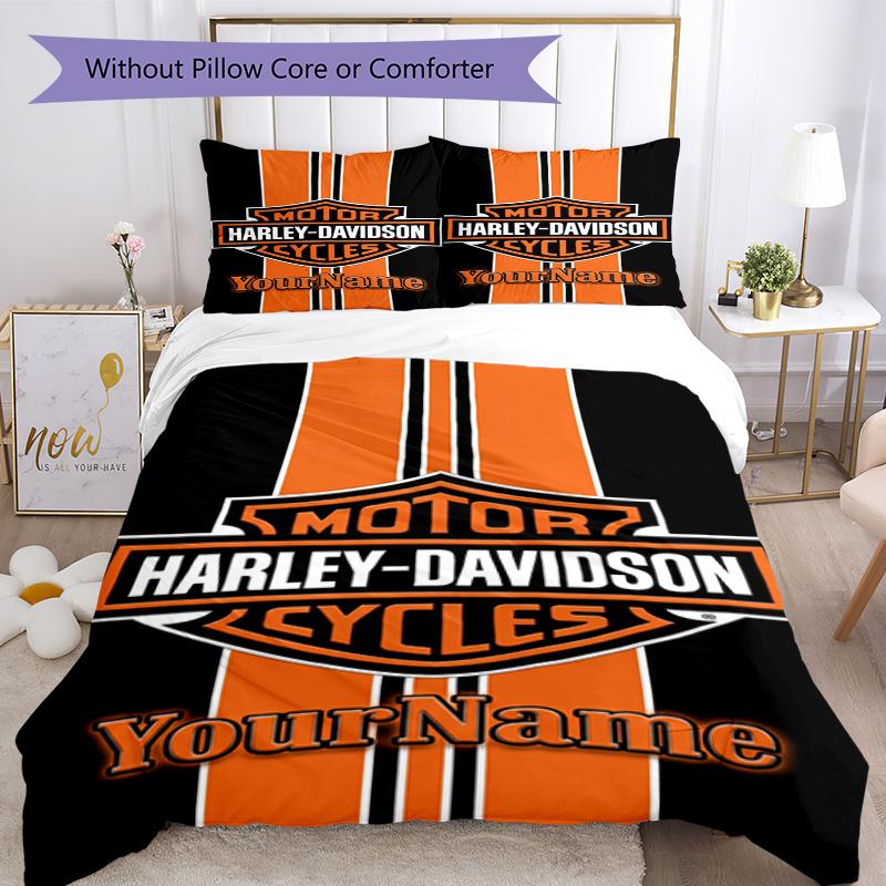 Motociclette Harley-Davidson Personalizza il tuo nome Set Biancheria da Letto Copripiumino Traspirante con Federe Decorazione per la Casa Regalo di Compleanno