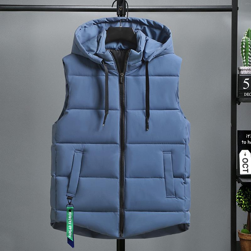 Down Cotton Vest Men's Fall/winter Plus Size Tooling Vest Warm Vest Men's Sleeveless Hooded Jacket Overalls Winter Clothes Men