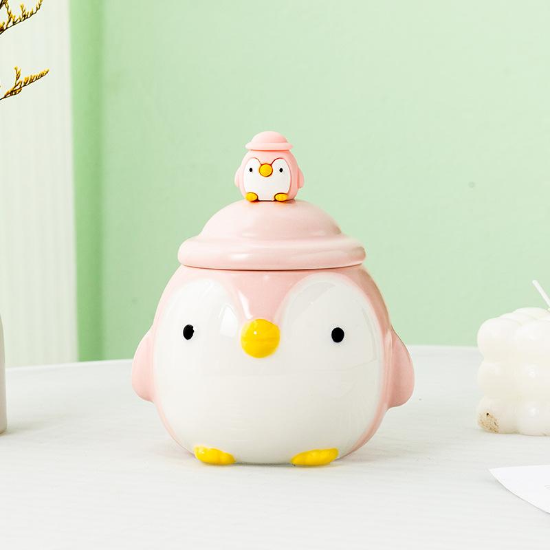 Pinguin mit großem Bauch Thermostatische Keramiktasse Niedlicher Cartoon Ins Kaffeetasse Büro Tasse Niedliche Wassertasse