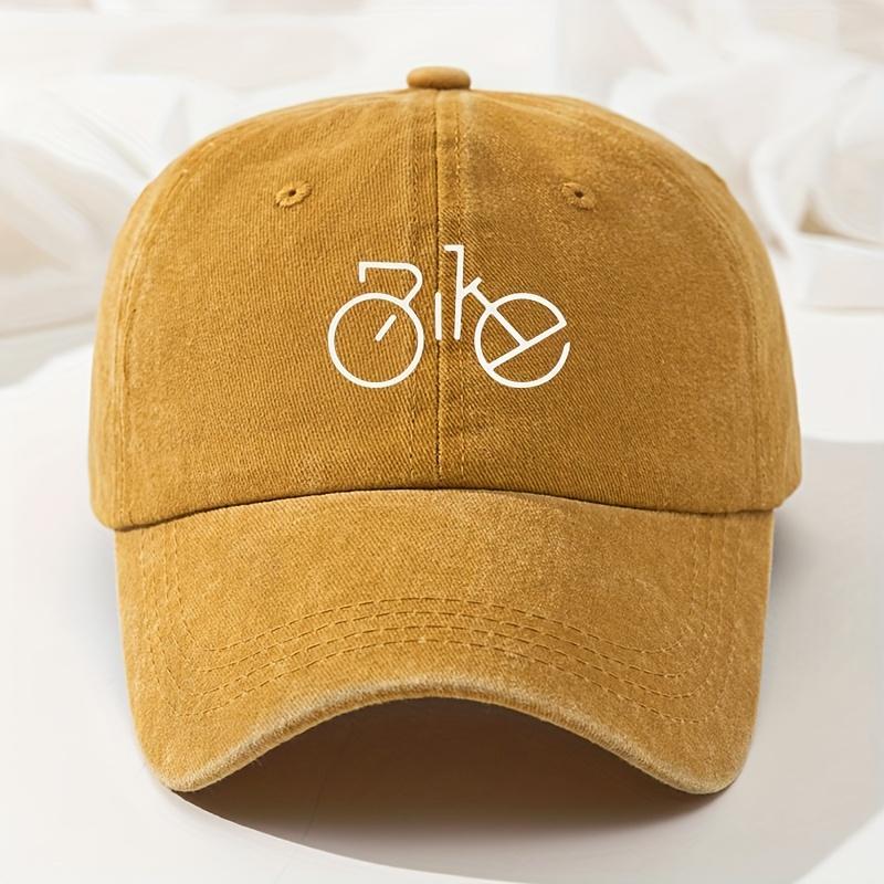 Baseball Cap Bicycle Print Dad Truck Cap Retro Washed Men's and Women's Fashion Fishing Hat Curved Brim Peaked Cap