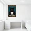 Vintage Rustic Distressed Teal Cat Holding Napkins Metal Sign 'YOUR BUTS NAPKINS' 'MY LORD' with Rusted Border Wall Decor for Ho