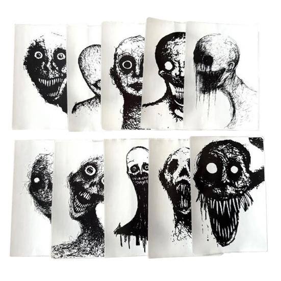10 Sheets Horror Sketch Stickers Waterproof Vinyl Decals for Laptop Water Bottle Skateboard Halloween Spooky Decor for Teens Adults
