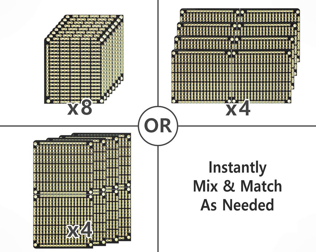 Printed Board PCB Prototype Board Snappable Strip Board with Power Rail for Arduino and
