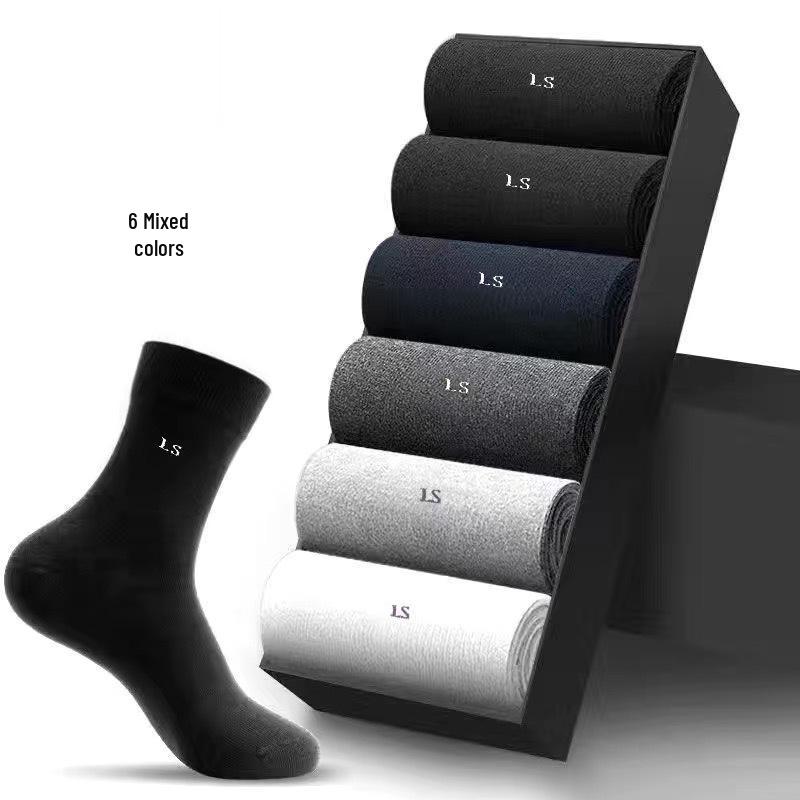 Men's Breathable Cotton Mid-Tube Socks, Sweat-Absorbent, Suitable for All Seasons, Business and Sports.