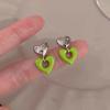 Heart Drop Earrings for Women Contrast Color Double Loves Shape Earrings Party Jewelry
