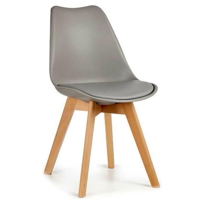 Chaise de salle à manger - Marque inconnue - Gris marron clair - Bois - Plastique - 48 x 43 x 82 cm