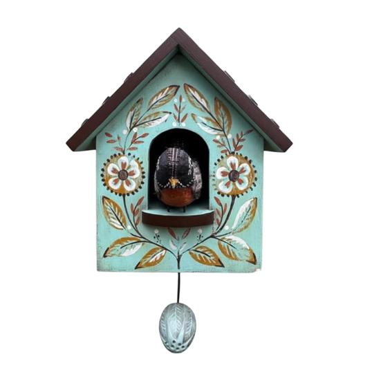 Whimsical Kinetic Art Birdhouse Wall Decor Handmade Wooden Decorative Wall Ornament Patchwork Garden Decoration