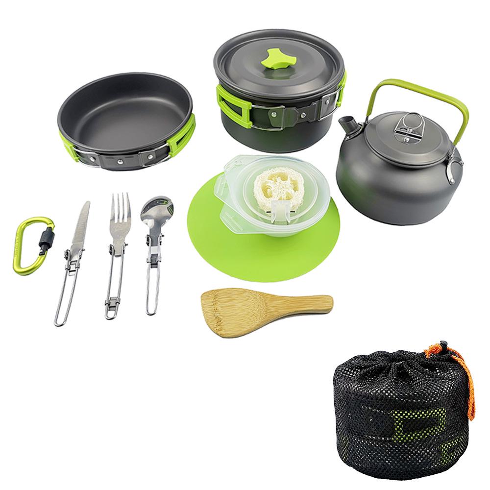 Portable Outdoor Camping Cookware & Teapot Set
