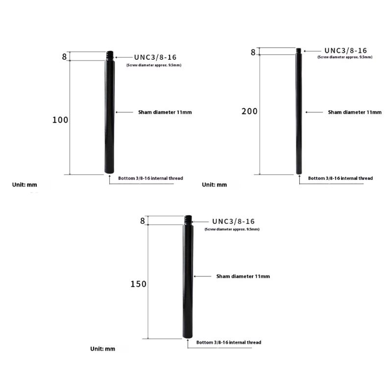 Aluminum Alloy Fishing Light Holder Rod 11mm Diameter Standard 3/8-16 Threaded Design Outdoor Activity Support